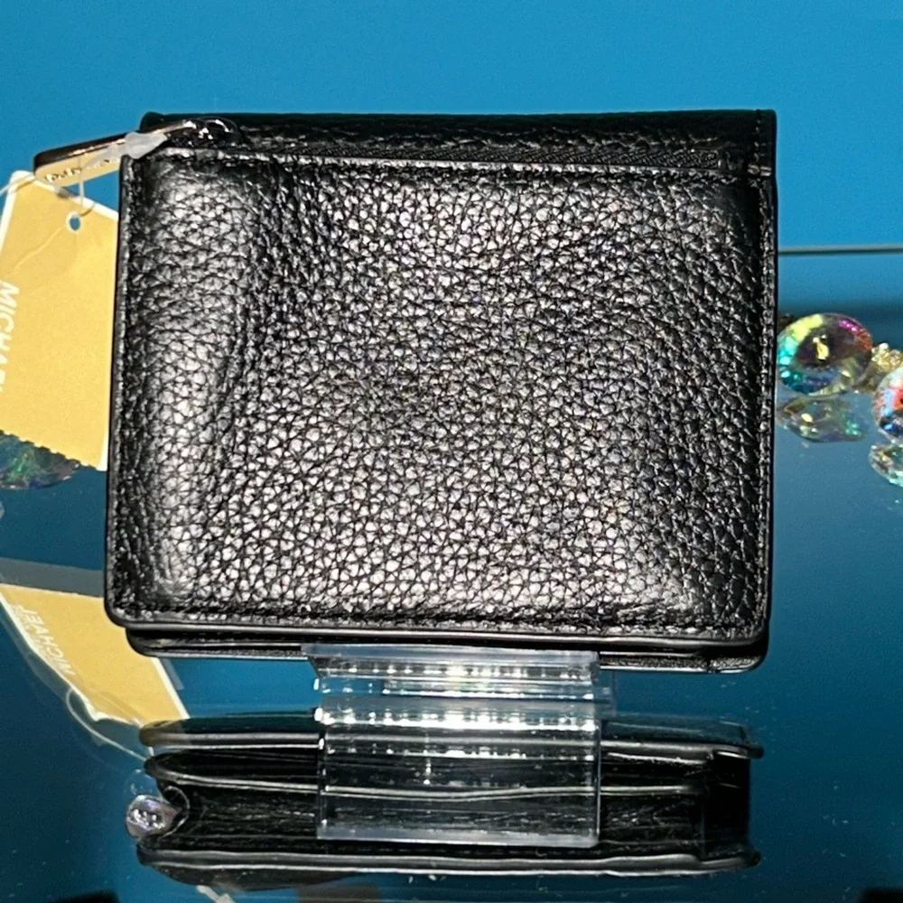 Michael Kors Black Key & Card Holder Pebbled Leather 4.5” x 4” NWT - Picture 3 of 12